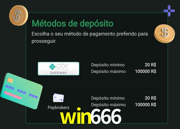 O cassino win666 oferece uma grande variedade de métodos de pagamento